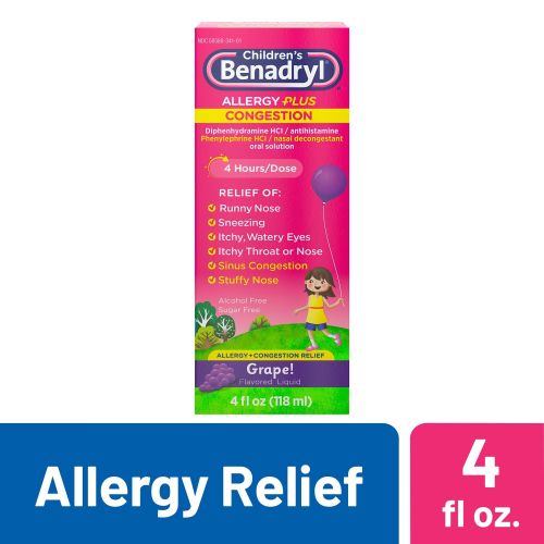 Children's Allergy Plus Congestion Relief Liquid; Grape; 4 fl oz